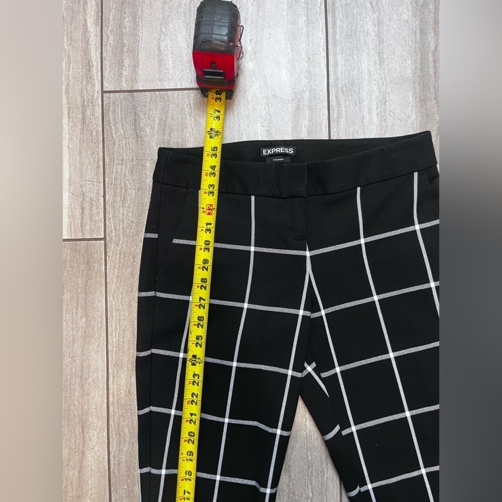 Express Columnist Dress Pants Size 00R Black Plaid Tapered Leg - Picture 4 of 6
